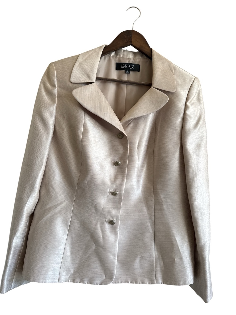 Kasper Women's Light Cream Shimmer Notch Collar Blazer
